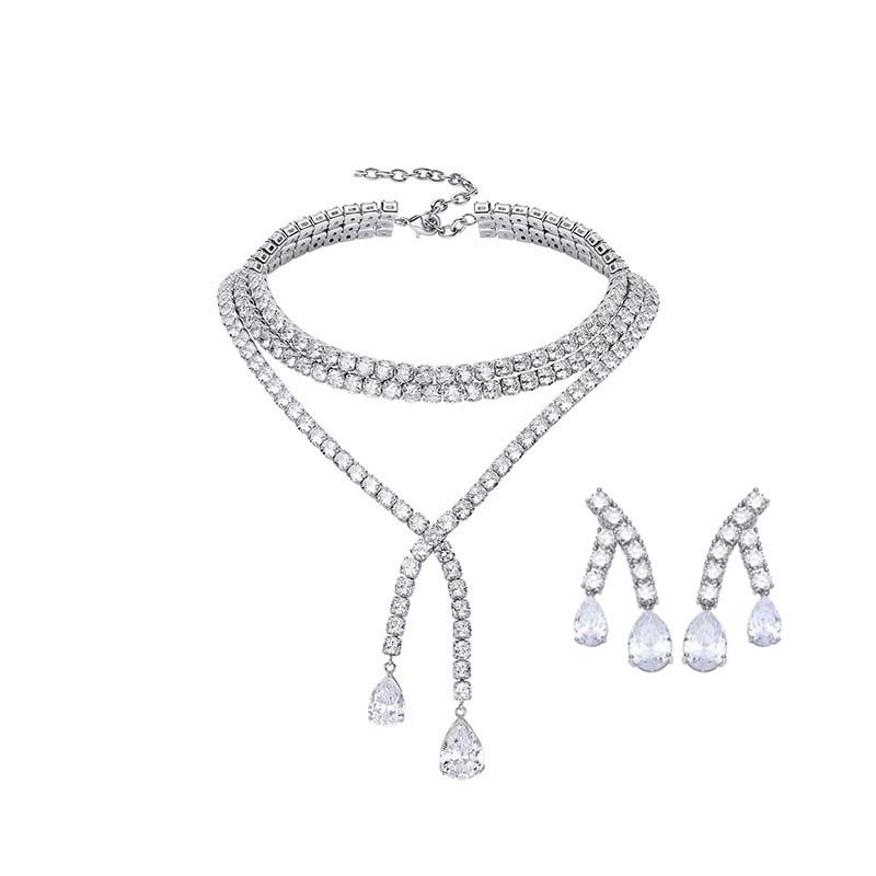 Trendy Lab Diamond Chocker Necklace 925 Sterling Silver Party Wedding Pendants Necklace For Women Bridal Engagement Jewelry