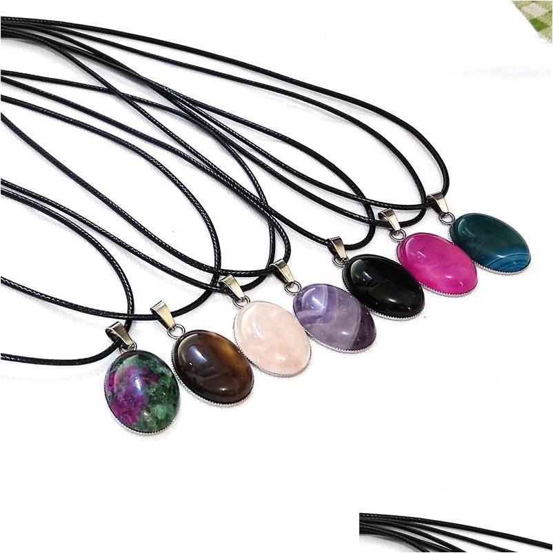 Pendant Necklaces Oval Reiki Stones Turquoise Pink Quartz Charms Leather Necklace For Women Men Gift Accessories Drop Delivery Jewel Dhpgv
Pendant Necklaces Oval Reiki Stones Turquoise Pink Quartz Charms Leather Necklace For Women Men Gift Accessories Drop Delivery Jewel Dhpgv