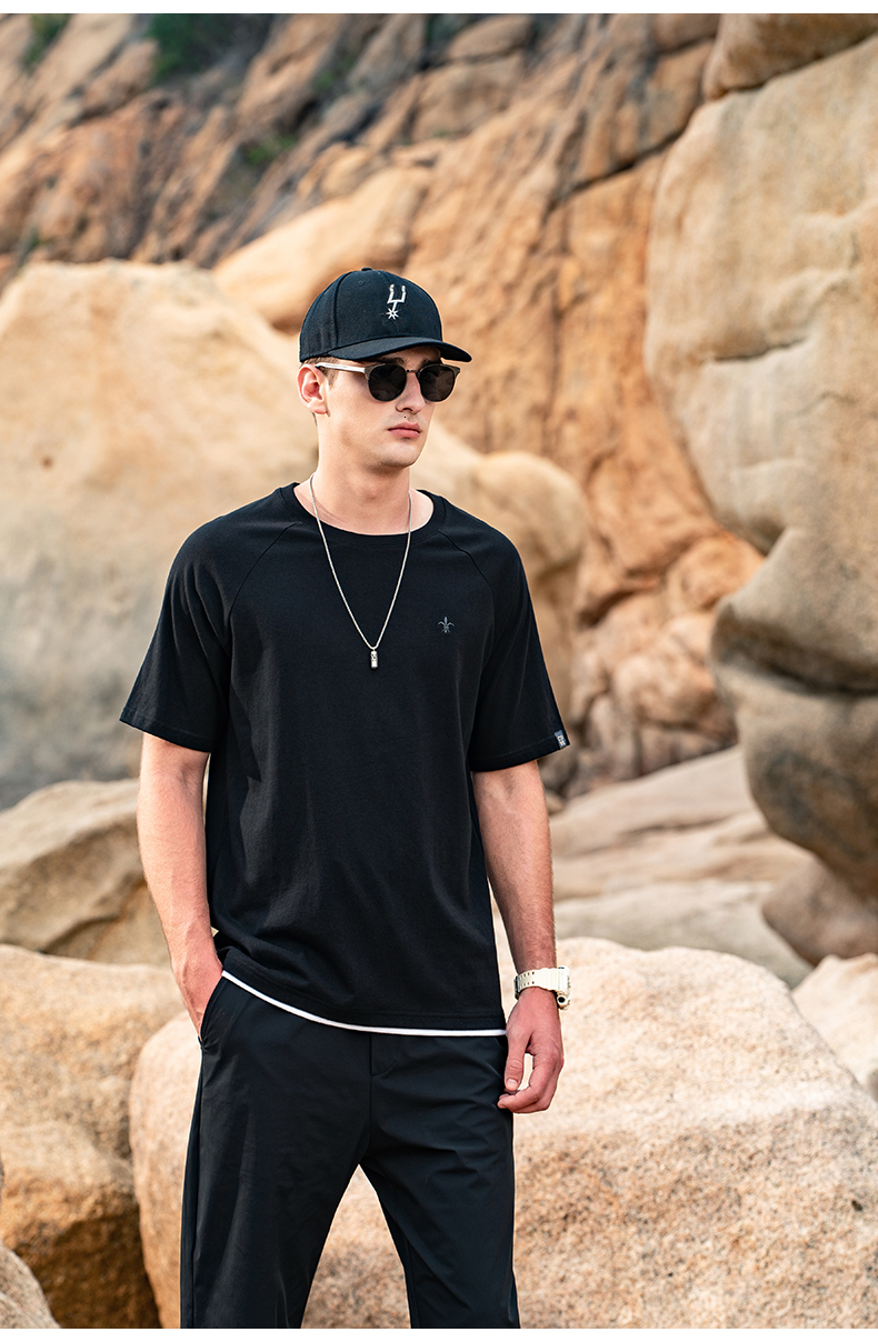 Men's T-Shirts Y0387 men Summer 220G heavy cotton fake two-piece short-sleeved T-shirt 230420, Black
Men's T-Shirts Y0387 men Summer 220G heavy cotton fake two-piece short-sleeved T-shirt 230420, Black