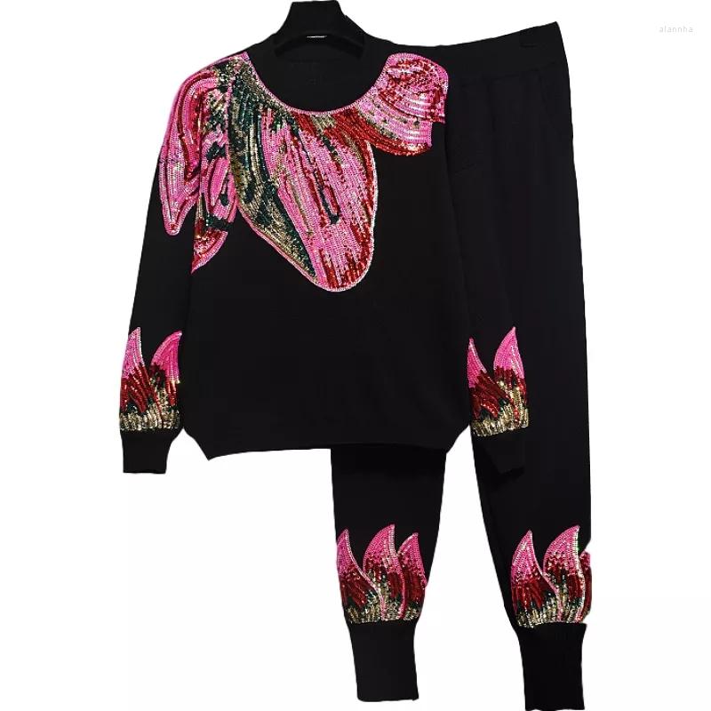 Women's Two Piece Pants 2023 Autumn Set Women Fashion Sequins Loose Warm Knitted Sweater Casual Knit Ladies Tracksuit Sets G505, Black
Women's Two Piece Pants 2023 Autumn Set Women Fashion Sequins Loose Warm Knitted Sweater Casual Knit Ladies Tracksuit Sets G505, Black