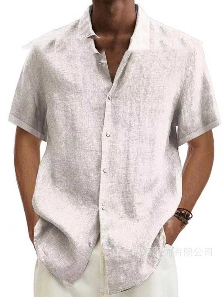 Men's Casual Shirts Cotton Linen Blouse Summer Men Turn Down Collar Short Sleeve Button Loose Tops Oversized S5XL SZEST22092 230420
