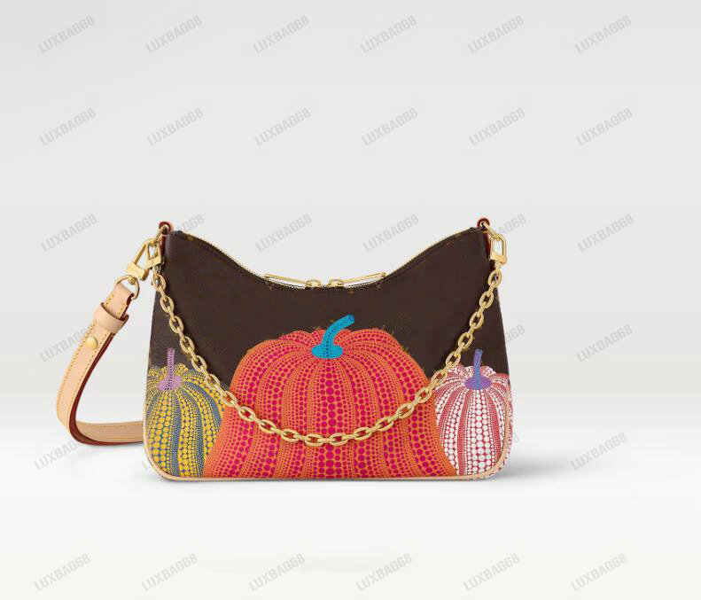 2023 Yayoi Kusama Designer Bag M46470 YK Boulogne Pumpkin Print Handbag Women's Designers Luxury Crossbody with Chain Underarm Purse Wallet