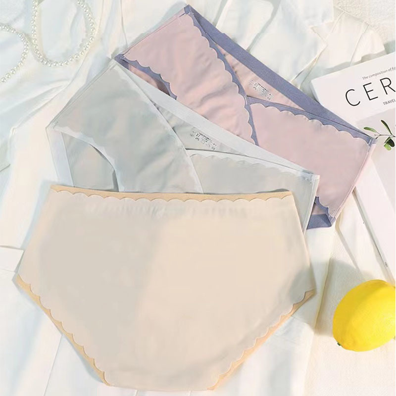 Women's Panties 10PCS/Lot Ice Silk Scarless Women's Underpanties Simple Colorless Cross Waist Sexy V-shaped Tummy Breathable Women's Un