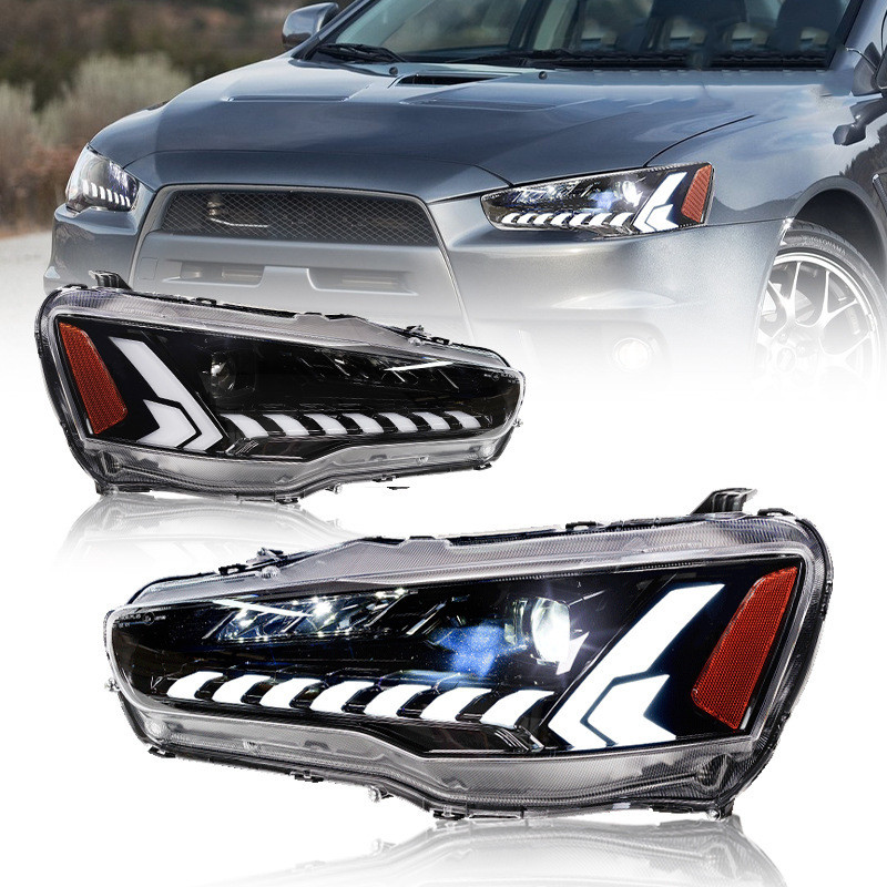 Car Front Headlights For Mitsubishi Lancer EX EVO 20 08-20 18 Modified Xenon Dynamic Turn Signal Lens Head Lights