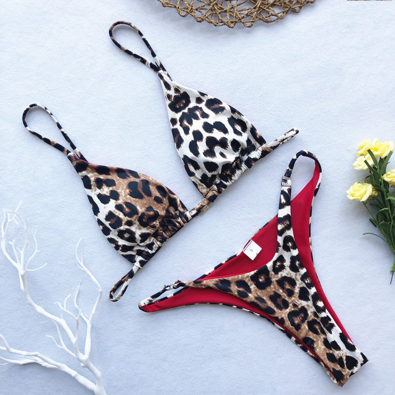 Women's Swimwear High Cut Micro Bikini Women Leopard Bandage Push Up Swimsuit Sexy Bathing Suit Padded Thong Biquini Trajes De 2023 230420