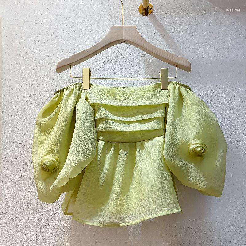 Women's Blouses Three-Dimensional Flower Tshirts Short-Sleeved Women's Summer Chiffon Shirt Waist Slimming Collarbone Off-Shoulder Sweet, Green
Women's Blouses Three-Dimensional Flower Tshirts Short-Sleeved Women's Summer Chiffon Shirt Waist Slimming Collarbone Off-Shoulder Sweet, Green