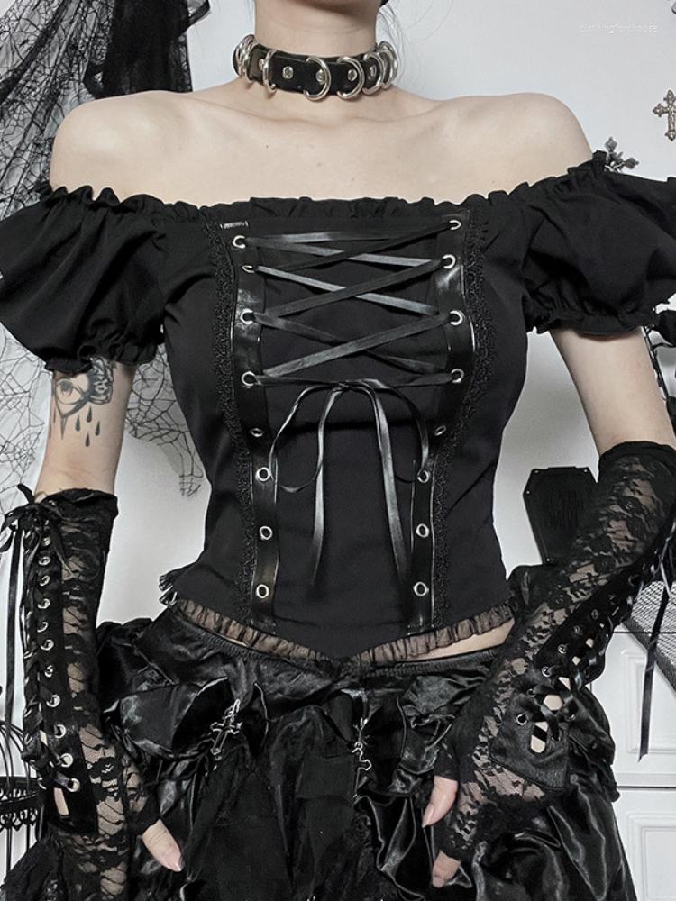 Women' T Shirts Gothic Slim Wooden Ear Lace-Up Crop Top Casual Camis Grunge Punk Aesthetic Lace Hem Black Streetwear T-shirt For Women
Women' T Shirts Gothic Slim Wooden Ear Lace-Up Crop Top Casual Camis Grunge Punk Aesthetic Lace Hem Black Streetwear T-shirt For Women