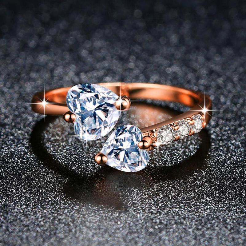 Cluster Rings Double Fair Adjustable For Women Heart Zircon 3 Color Open Finger Ring Proposal Wedding Gift Fashion Jewelry KAR353
Cluster Rings Double Fair Adjustable For Women Heart Zircon 3 Color Open Finger Ring Proposal Wedding Gift Fashion Jewelry KAR353