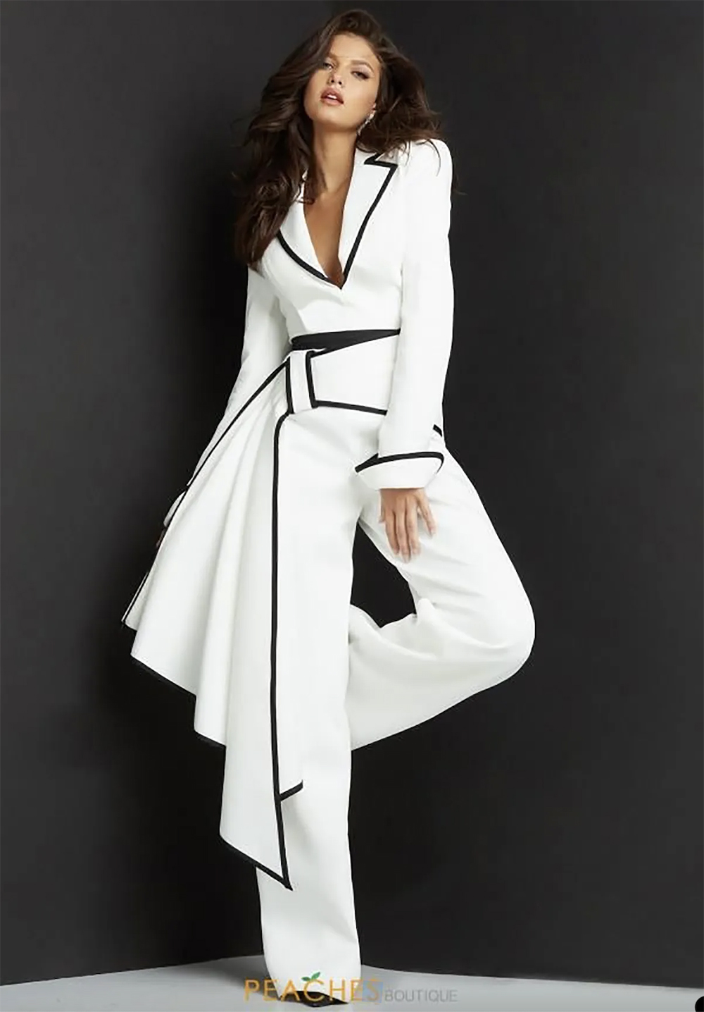 Red Carpet Fashion Women Pants Suits Color Matching White Black Wedding Suit Prom Evening Party Wear 2 Pieces