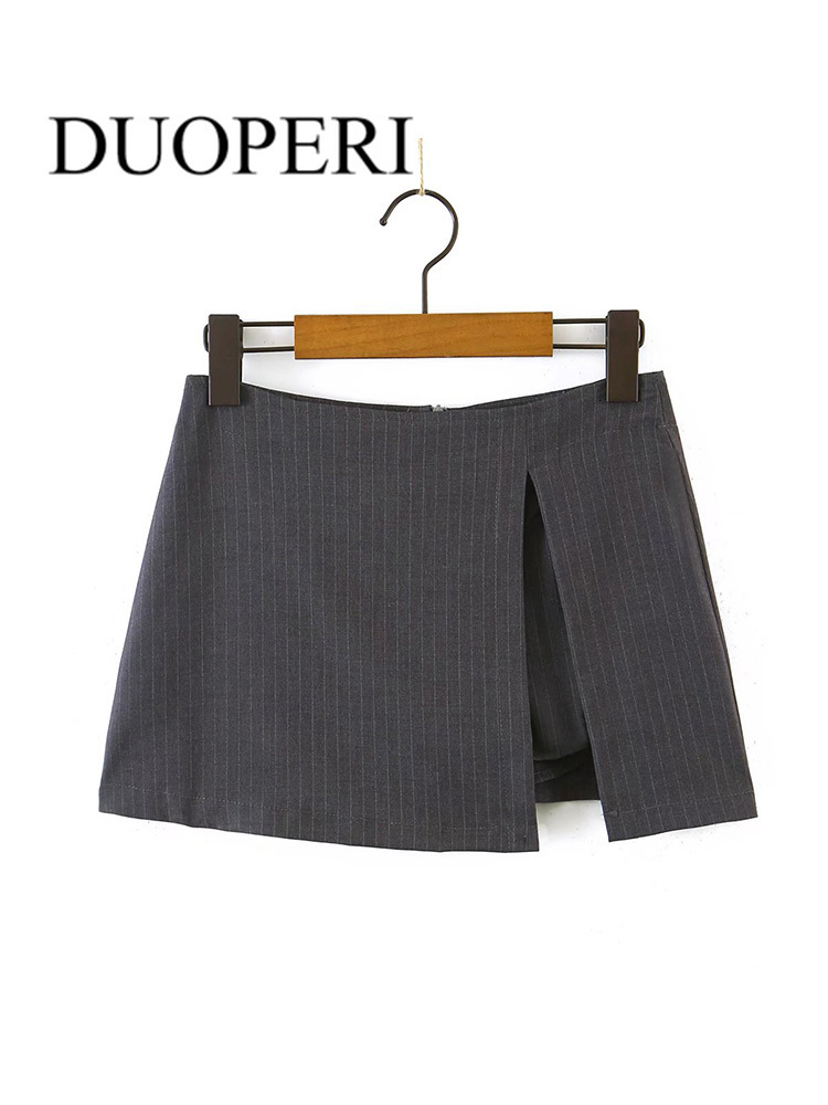 Women s Shorts DUOPERI Women Fashion Striped Skirts With Split Vintage Back Zipper High Waist Female Mujer Chic Outfits 230420, Gray
Women s Shorts DUOPERI Women Fashion Striped Skirts With Split Vintage Back Zipper High Waist Female Mujer Chic Outfits 230420, Gray