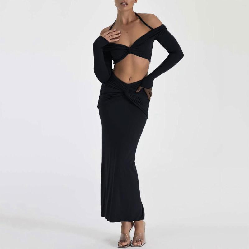 Ethnic Clothing Womens Two Piece Off Shoulder Hanging Neck Kink Shorts Fashion Long Sleeved Top Skirt Suit
Ethnic Clothing Womens Two Piece Off Shoulder Hanging Neck Kink Shorts Fashion Long Sleeved Top Skirt Suit