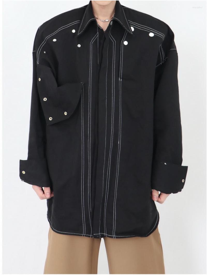 Men's Casual Shirts -6XL Men's Long Sleeve Bright Line Design Sense Shirt Metal Button Stitching Simple Senior Tide Coat Male Blouses, Black
Men's Casual Shirts -6XL Men's Long Sleeve Bright Line Design Sense Shirt Metal Button Stitching Simple Senior Tide Coat Male Blouses, Black