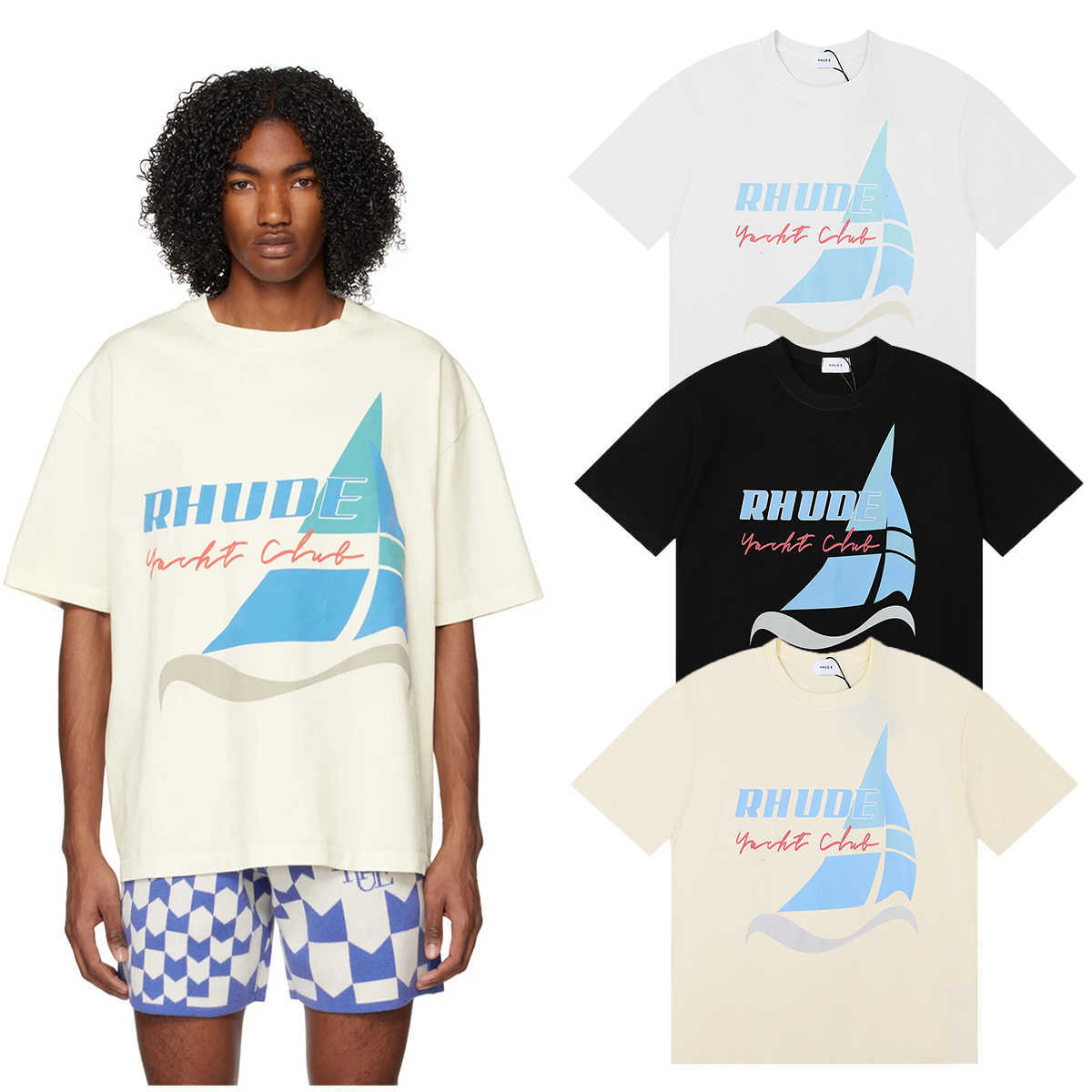 Designer Fashion Clothing Tees Hip hop TShirts Rhude Yacht Club Yacht Print T-shirt American Casual Loose Cotton Trendy Round Neck Short Sleeve Top Loose Streetwear, Black
Designer Fashion Clothing Tees Hip hop TShirts Rhude Yacht Club Yacht Print T-shirt American Casual Loose Cotton Trendy Round Neck Short Sleeve Top Loose Streetwear, Black