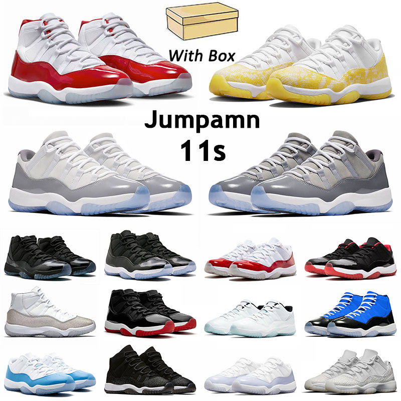 With Box 11s Tour Yellow Snakeskin 11 low Basketball Shoes Sports Shoes Designer Cherry Black Blue Cement Grey Navy gum Casual Fashion Sneakers big size:36-47