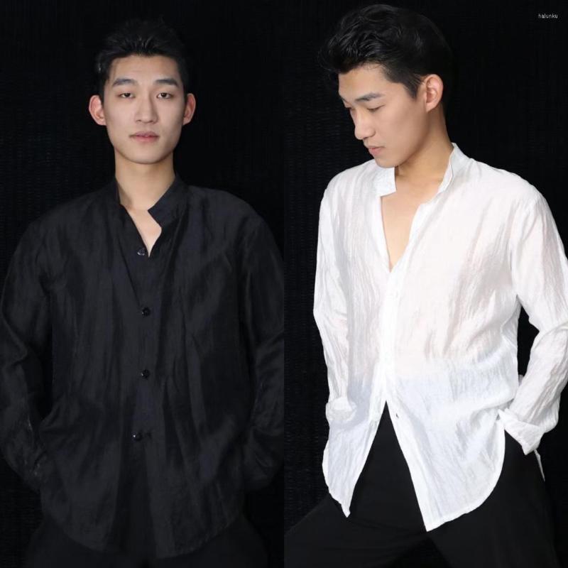 Stage Wear Male Latin Dance Clothes Black White Shirts Ballroom Competition Men Cha Rumba Salsa Tops Summer DNV17459
Stage Wear Male Latin Dance Clothes Black White Shirts Ballroom Competition Men Cha Rumba Salsa Tops Summer DNV17459