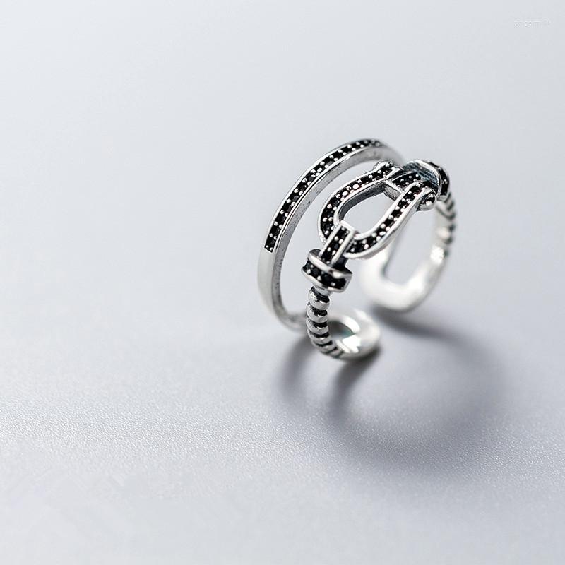 Cluster Rings Real For Women With Stones Black CZ Zircon Belt Double Layers Ring Adjustable Thai Jewelry
Cluster Rings Real For Women With Stones Black CZ Zircon Belt Double Layers Ring Adjustable Thai Jewelry