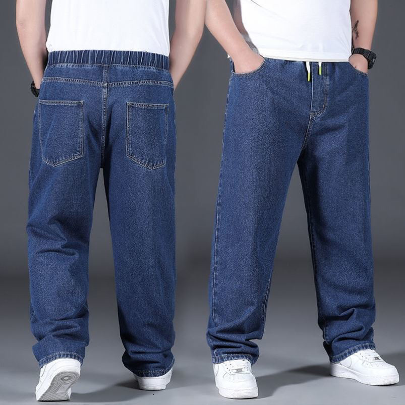 Mens Jeans Oversized Men Cotton Denim Pants 10XL Clothing Streetwear Male Breathable Loose Trousers Elastic Waist Casual 230420