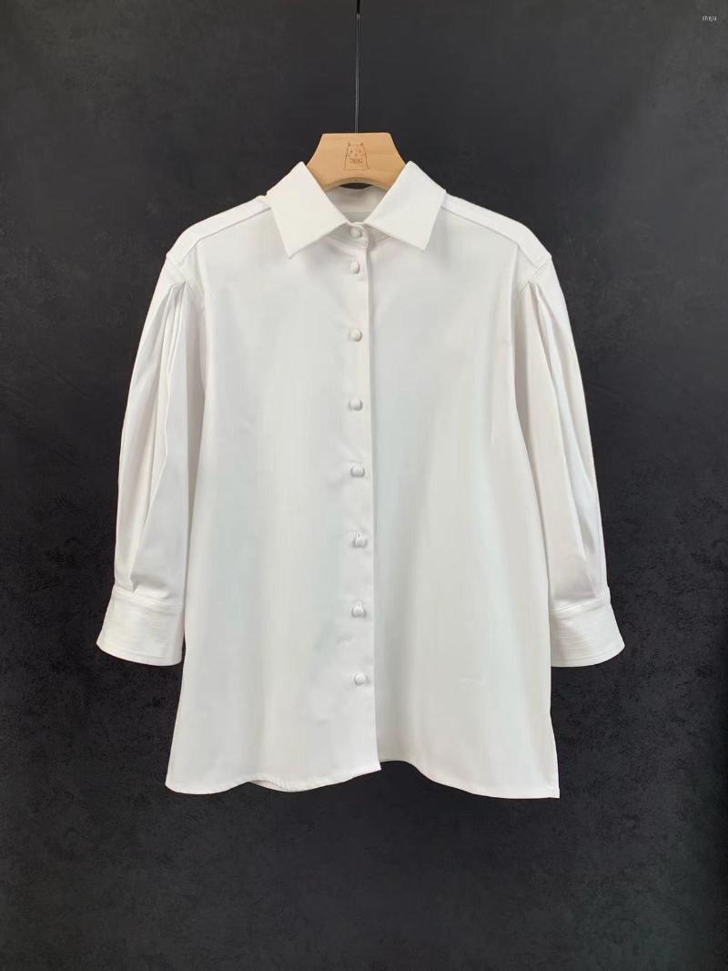 Women's Blouses Women's Shirt & Blouse White Nine Quarter Lantern Sleeve Single Breasted Female Turn-down Collar Chemise 2023 Spring
Women's Blouses Women's Shirt & Blouse White Nine Quarter Lantern Sleeve Single Breasted Female Turn-down Collar Chemise 2023 Spring