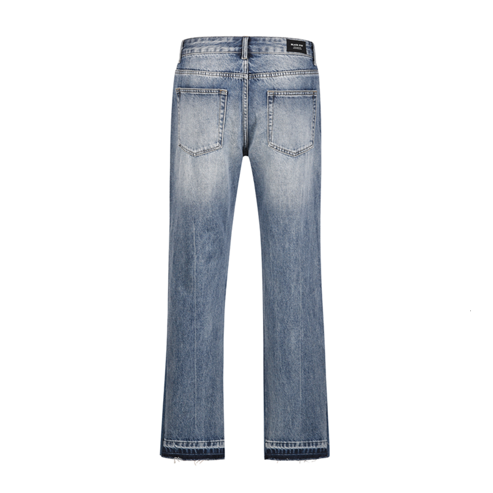 Mens Jeans Contrast Color Hole Washed Blue for Men Streetwear Loose Ripped Flare Pants Frayed Retro Casual Oversized Denim Trousers 230420