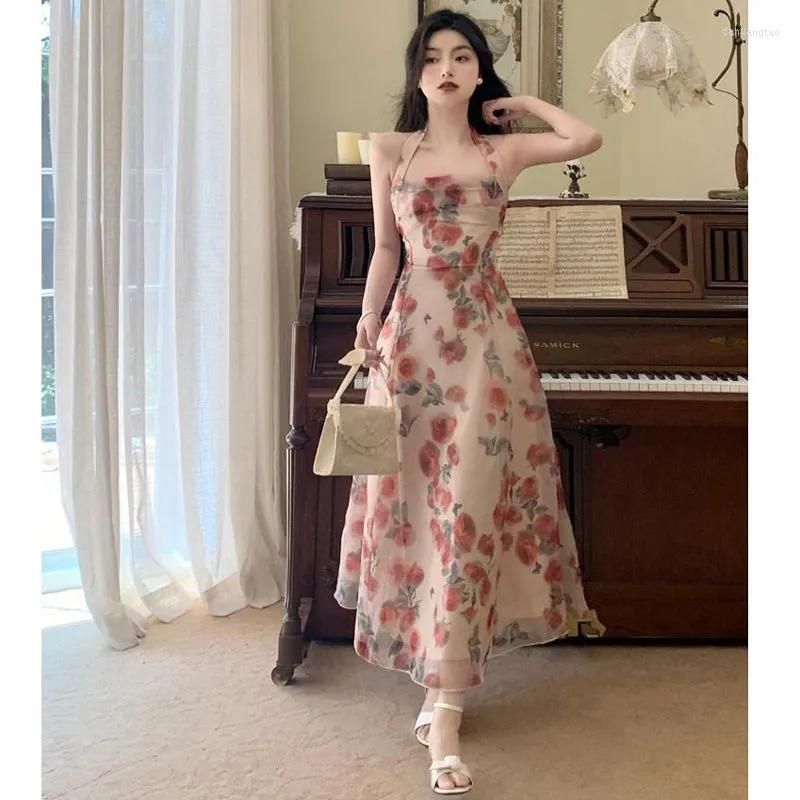 Casual Dresses Vintage Print Chiffon Halter Dress Summer Fairy Backless Long For Women, Pink dress
Casual Dresses Vintage Print Chiffon Halter Dress Summer Fairy Backless Long For Women, Pink dress