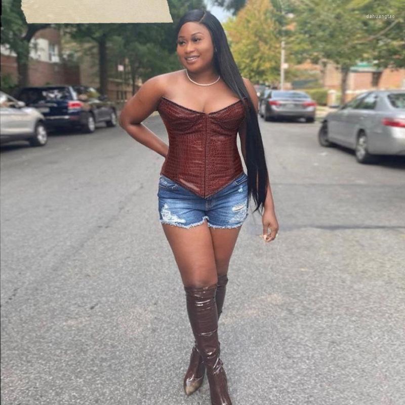 Women' Tanks Corset Wear Women PU Leather Strapless Tank Top Black Short Crop Club Party Lace Up Skinny Slim Waist Vest Outfits
Women' Tanks Corset Wear Women PU Leather Strapless Tank Top Black Short Crop Club Party Lace Up Skinny Slim Waist Vest Outfits