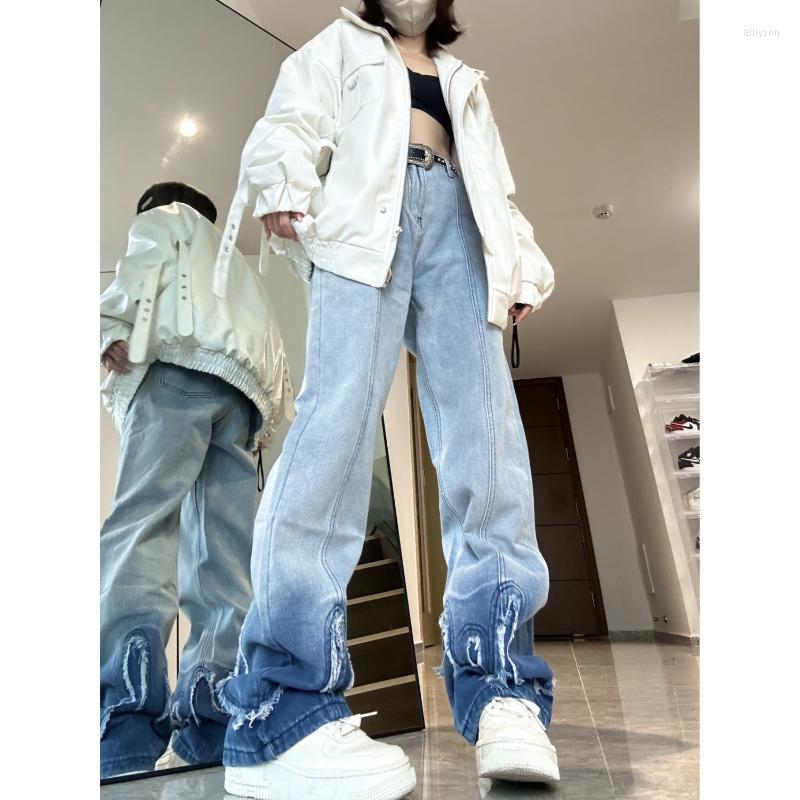 Women' Jeans 2023 Winter Gradient Color High Waist Frayed Design Women Style Loose Slim Straight Wide Leg Ins Fashion Trend
Women' Jeans 2023 Winter Gradient Color High Waist Frayed Design Women Style Loose Slim Straight Wide Leg Ins Fashion Trend