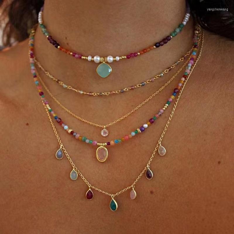 Choker Creative Design Multi-color Faceted Stones Mixed Short Necklaces Women's Fashion Exquisite Water Drop Pendant Collar Banquet
Choker Creative Design Multi-color Faceted Stones Mixed Short Necklaces Women's Fashion Exquisite Water Drop Pendant Collar Banquet