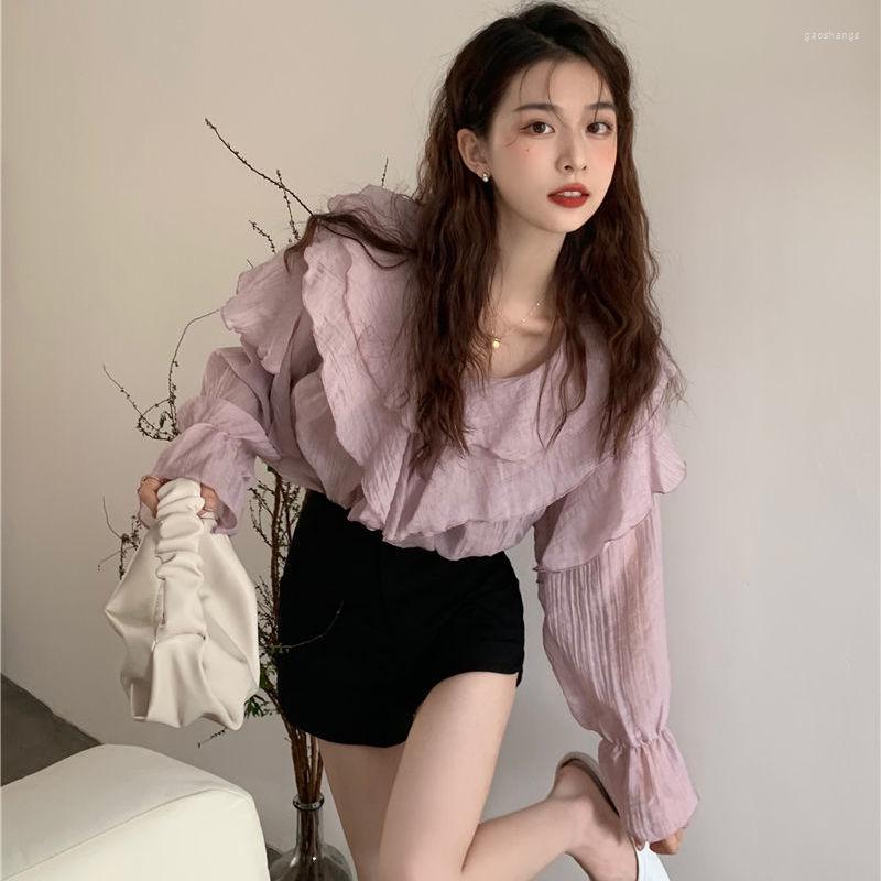 Women' Blouses 2023 Spring Ruffled V-neck Design Chiffon Shirts Long Sleeve Casual For Female Korean Sweet Style Fashion Clothing E528, Bai
Women' Blouses 2023 Spring Ruffled V-neck Design Chiffon Shirts Long Sleeve Casual For Female Korean Sweet Style Fashion Clothing E528, Bai