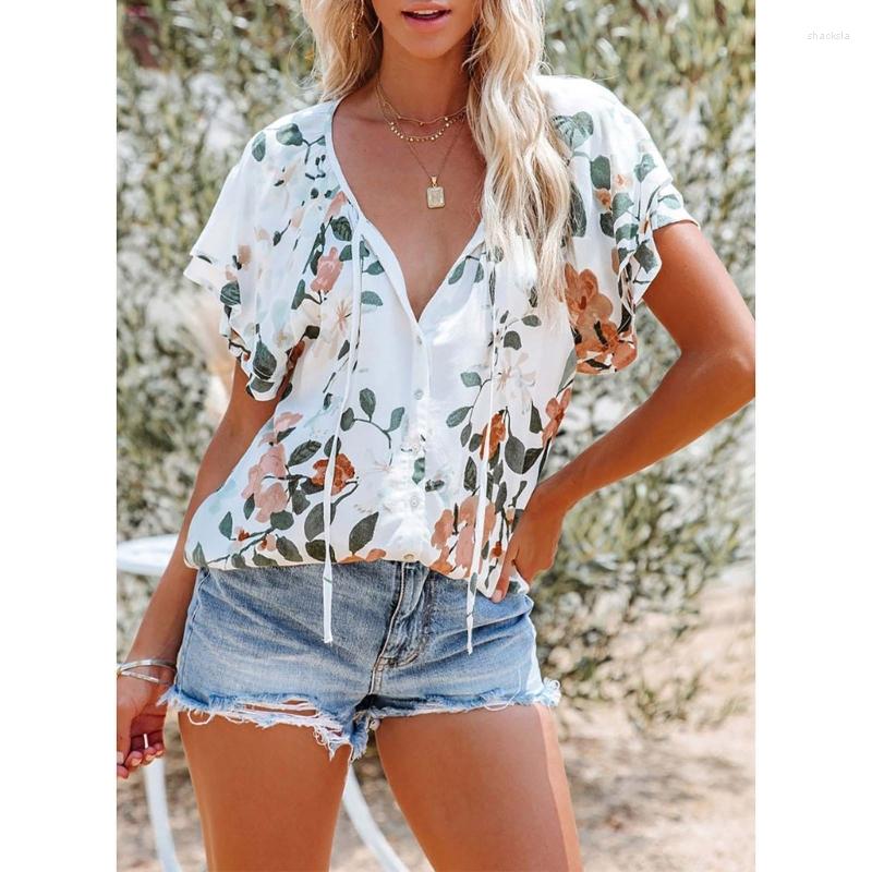 Women' Blouses Women Tie V-Neck Ruffle Short Sleeve Shirt Casual Loose Button Up Floral, Khaki
Women' Blouses Women Tie V-Neck Ruffle Short Sleeve Shirt Casual Loose Button Up Floral, Khaki
