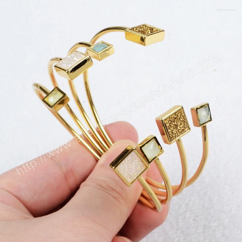 Bangle BOROSA Brand Fashion Gold Color Square Natural Agates Titanium Druzy & Chalcedony Faceted For Women ZG027
Bangle BOROSA Brand Fashion Gold Color Square Natural Agates Titanium Druzy & Chalcedony Faceted For Women ZG027