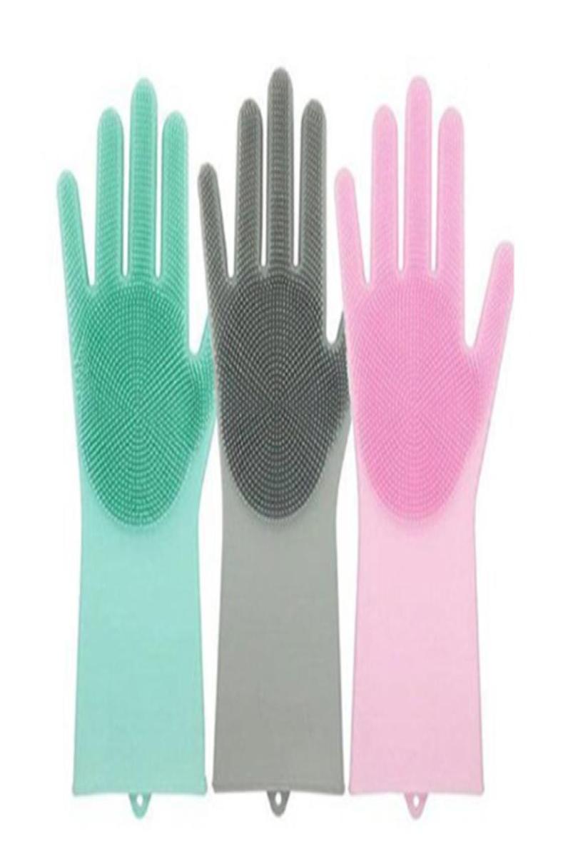 

Magic Silicone Washing Dishes Gloves Scrubbing Gloves Sponge Dishwashing Dish Gloves Guantes Para Lavar Platos drop 2536758