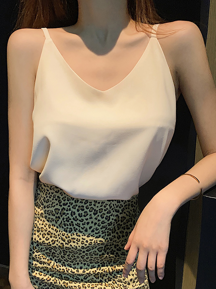 Camisoles Tanks AOSSVIAO Women Tank Top V Neck Sexy Chiffon Blouse Sleeveless Shirt Ladies Tops Summer Camisole Halter Tank Top 230420