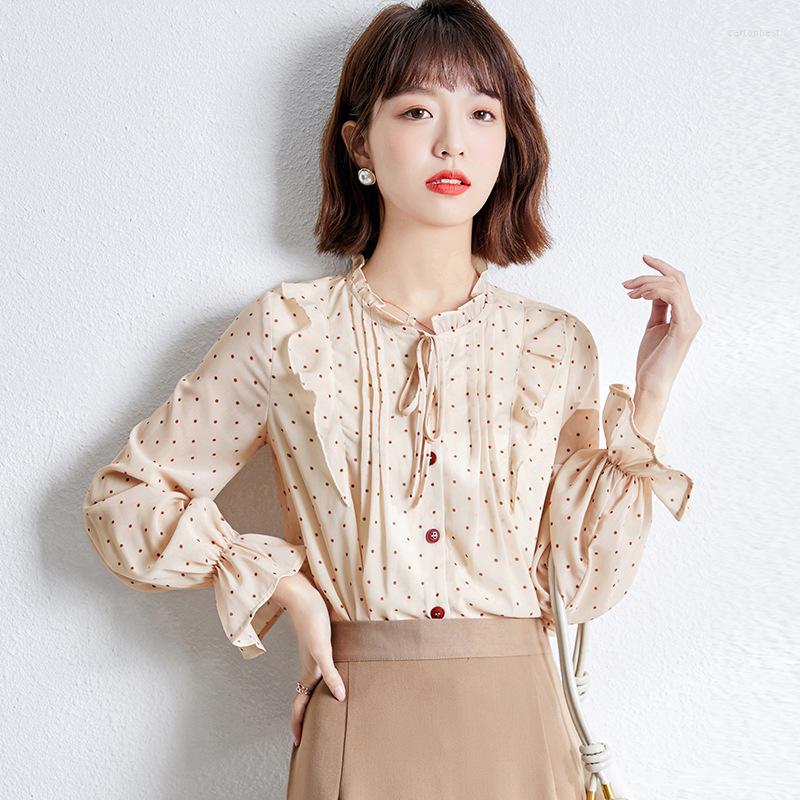 Women' Blouses Button Up Shirts Womens Bell Sleeve Bow Tie Ruffles Collar Dots Printed Tops 2023 Autumn School Style Fold Ruched Chiffon, Apricot
Women' Blouses Button Up Shirts Womens Bell Sleeve Bow Tie Ruffles Collar Dots Printed Tops 2023 Autumn School Style Fold Ruched Chiffon, Apricot