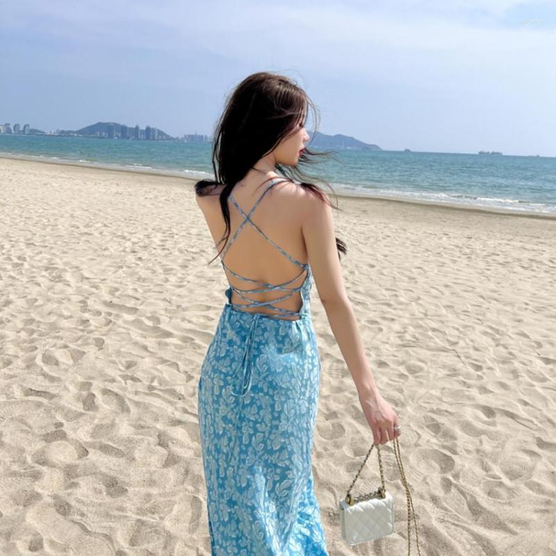 Casual Dresses 2023 Sexy Backless Spaghetti Strap Beach For Women Print Holiday Dress Korean Style Fashion Chic Maxi, Blue
Casual Dresses 2023 Sexy Backless Spaghetti Strap Beach For Women Print Holiday Dress Korean Style Fashion Chic Maxi, Blue