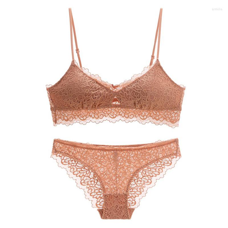 Bras Sets Cup Triangle Full Lace Wire Free Pullover Cotton Brassiere With Pad And Panties Small Underwear Hollow Out Comfortable, Gray
Bras Sets Cup Triangle Full Lace Wire Free Pullover Cotton Brassiere With Pad And Panties Small Underwear Hollow Out Comfortable, Gray