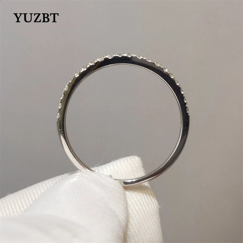 Wedding Rings YUZBT 9K 10K White Gold Brilliant Cut 0.3 Carats Diamond Tester Past D Color Engagement Ring Korean Style Jewelry231118