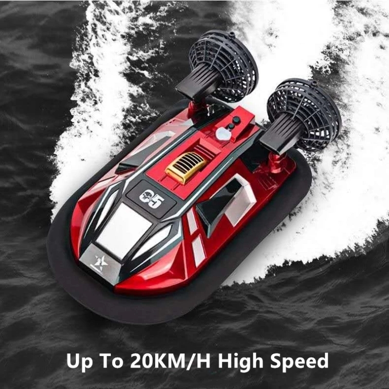 Electric/RC Boats Dual Motor Amphibous Remote Control Hovercraft 20KM/H 2.4G Anti-Collision Fuselage 2-Way Navigation Waterproof RC Boat Water toy 230