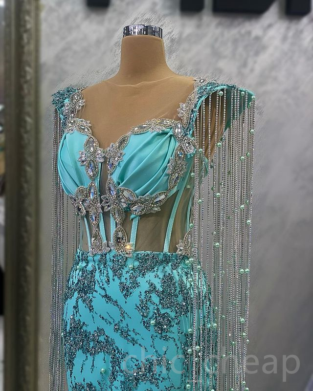 Aso April Ebi urious Mermaid Prom Dress Beaded Crystals Evening Formal Party Second Reception Birthday Engagement Gowns Dresses Robe De Soiree ZJ582 e
