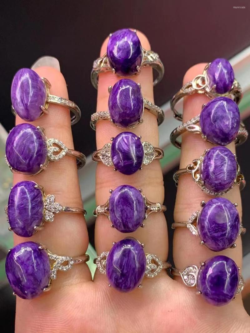 Cluster Rings 14Pcs/Lot Natural Purple Dragon Crystal Charo Stone Ring S925 Silver Inlaid Adjustable Size Woman Jewelry Anillos Mujer
Cluster Rings 14Pcs/Lot Natural Purple Dragon Crystal Charo Stone Ring S925 Silver Inlaid Adjustable Size Woman Jewelry Anillos Mujer