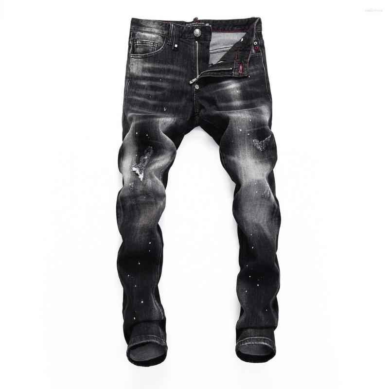 Men's Jeans PLEINXPLEIN Original Design Mens Slim Black Denim Trousers Skulls Straight Elastic Stretch Pants For Men Party, 8408 black
Men's Jeans PLEINXPLEIN Original Design Mens Slim Black Denim Trousers Skulls Straight Elastic Stretch Pants For Men Party, 8408 black