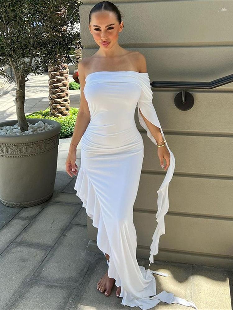 Casual Dresses WJFZQM Fashion Personality Off Shoulder Pleated Solid Color Bodycon Dress Women Summer Sexy Elegance White Ruffle Evening, Black
Casual Dresses WJFZQM Fashion Personality Off Shoulder Pleated Solid Color Bodycon Dress Women Summer Sexy Elegance White Ruffle Evening, Black