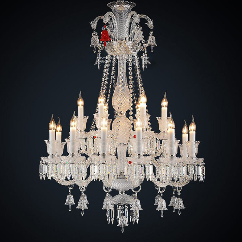 European Crystal Chandelier Living Room Dining Room Bedroom Villa Staircase Lamps White Candle Study Light Transparent Luminaire