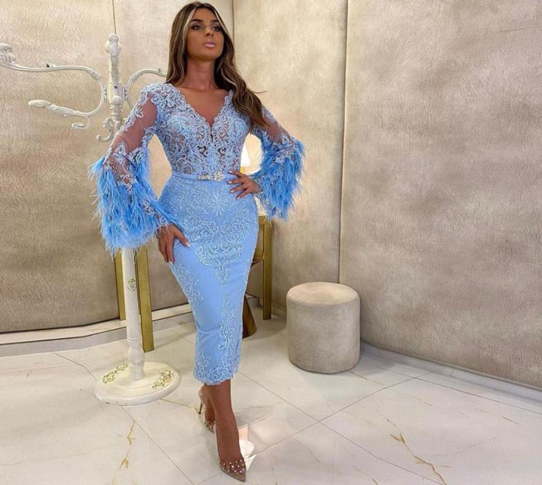 2022 Arabic Aso Ebi Short Prom Dress Long Sleeves Feather V Neck Evening Party Gowns Informal Reception Dresss5344723, Dark navy
2022 Arabic Aso Ebi Short Prom Dress Long Sleeves Feather V Neck Evening Party Gowns Informal Reception Dresss5344723, Dark navy