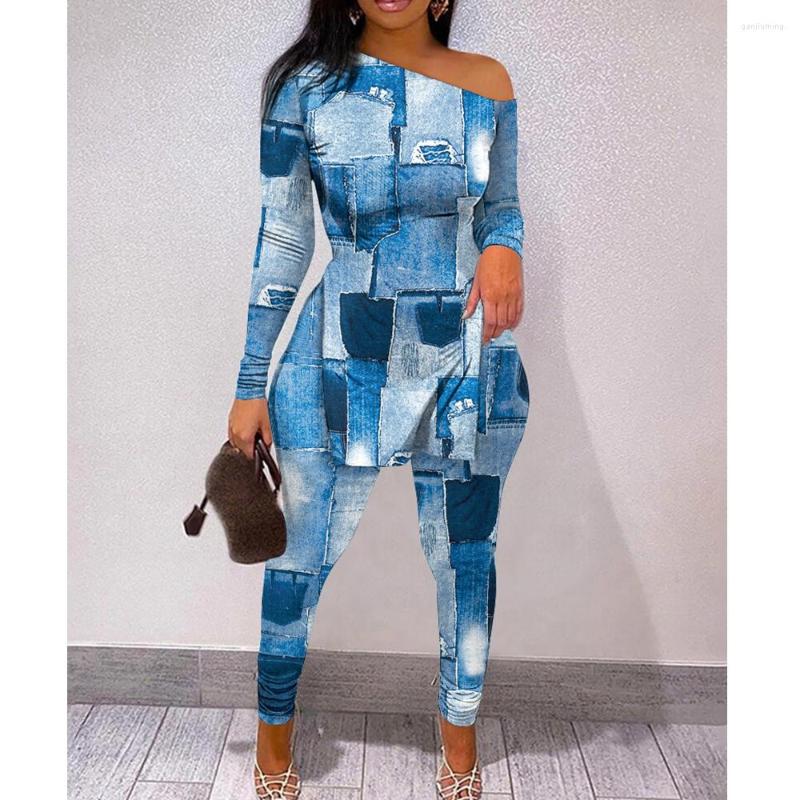 Women' Two Piece Pants Wepbel Women Blouses Tops Sets 2 Outfits Clothing Printed Off Shoulder Side-Open Tshirts Bodycon Pencil, Blue
Women' Two Piece Pants Wepbel Women Blouses Tops Sets 2 Outfits Clothing Printed Off Shoulder Side-Open Tshirts Bodycon Pencil, Blue