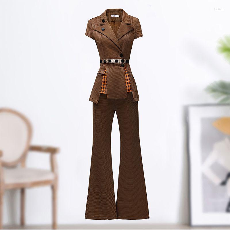 Women' Two Piece Pants 2023 Summer Women Pieces Suits Short Sleeve Tops Long Flare Trousers Lady 2 High Elastic Sets, Auburn
Women' Two Piece Pants 2023 Summer Women Pieces Suits Short Sleeve Tops Long Flare Trousers Lady 2 High Elastic Sets, Auburn