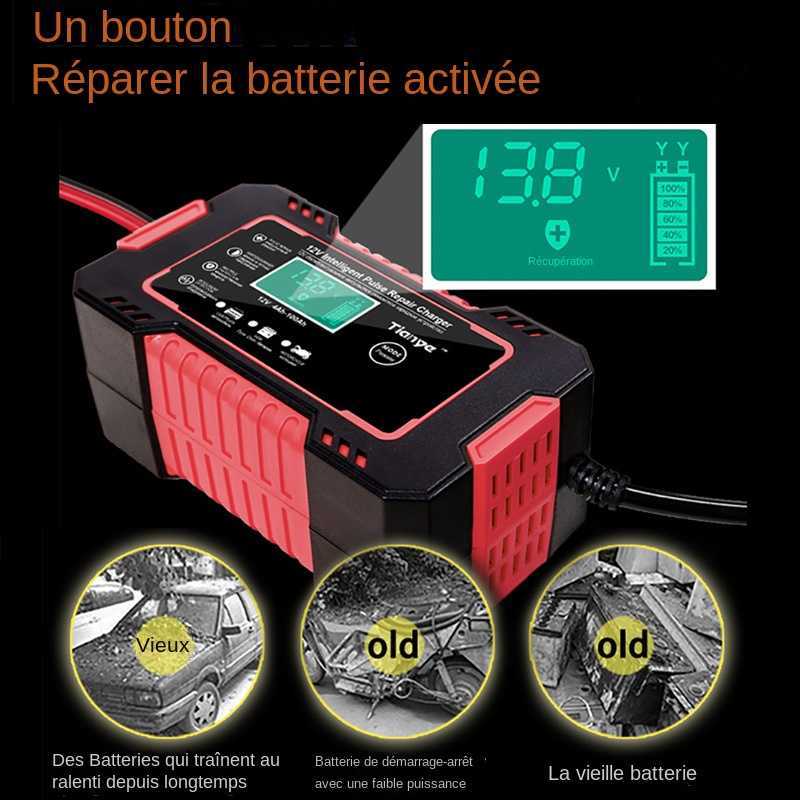 Chargeur de batterie de voiture entirement automatique affichage 12V intelligent Power Puls pour rparation de batterie au plomb humide et sec