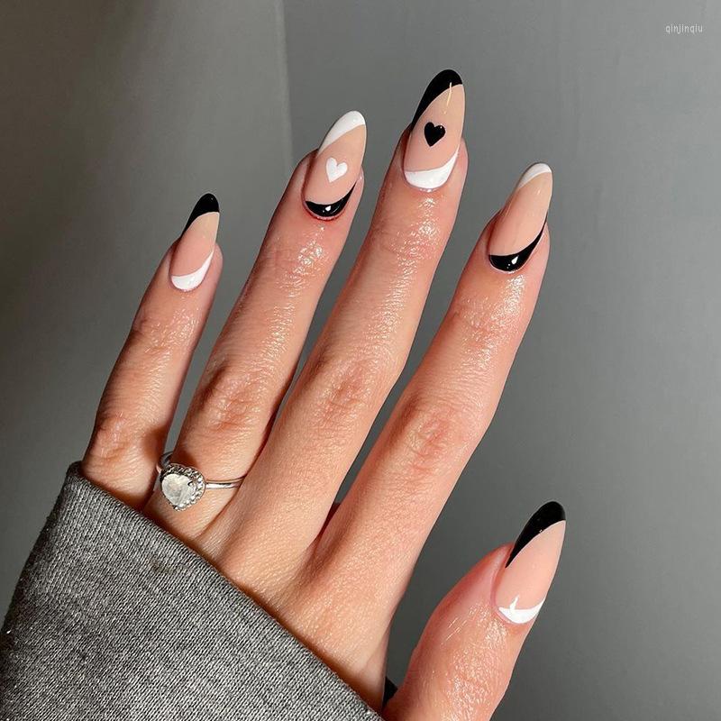False Nails 24Pcs/S Black White Love Almond Long Round Coffin Press On Professional Material Art Fake Handmade Girls, Fake nails-w284
False Nails 24Pcs/S Black White Love Almond Long Round Coffin Press On Professional Material Art Fake Handmade Girls, Fake nails-w284