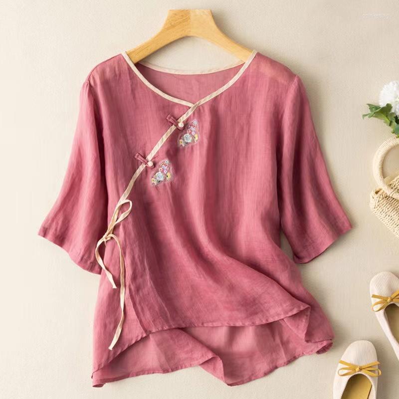 Ethnic Clothing Spring Summer Traditional Chinese Women Clothes Short Sleeve Top Loose Hanfu Tang Suit Round Neck Literary T-shirt
Ethnic Clothing Spring Summer Traditional Chinese Women Clothes Short Sleeve Top Loose Hanfu Tang Suit Round Neck Literary T-shirt