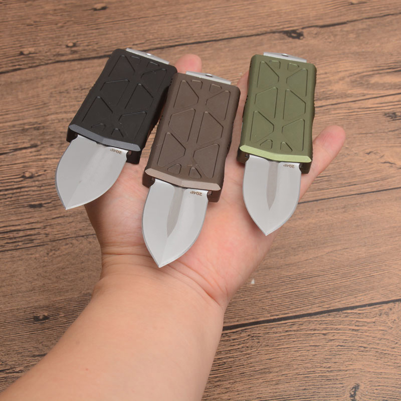 2023 New Mini Small Tactical Knife D2 Double Edge Spear Point Satin Blade CNC 6061-T6 Handle EDC Knives With Retail Box