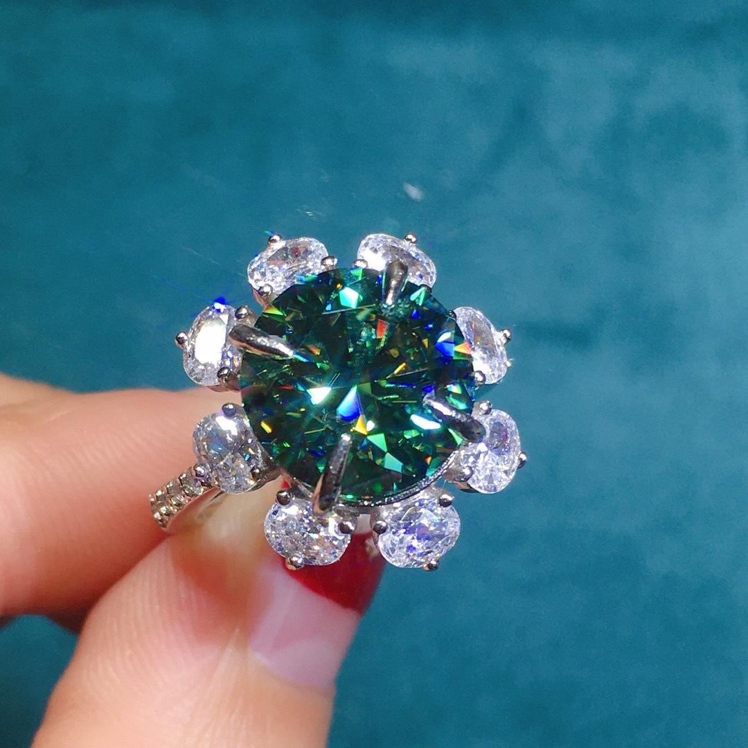 Flower 2ct Lab Diamond Jewelry set 925 Sterling Silver Engagement Wedding Rings Necklace For Women Bridal Birthday Party Gift